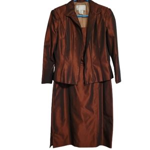 Philip Dicaprio burgundy satin shimmer blazer and dress suit set women's size 8